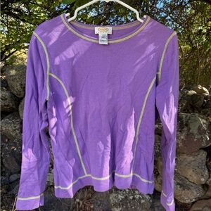 Talbots Lavender Top with Yellow Stitching